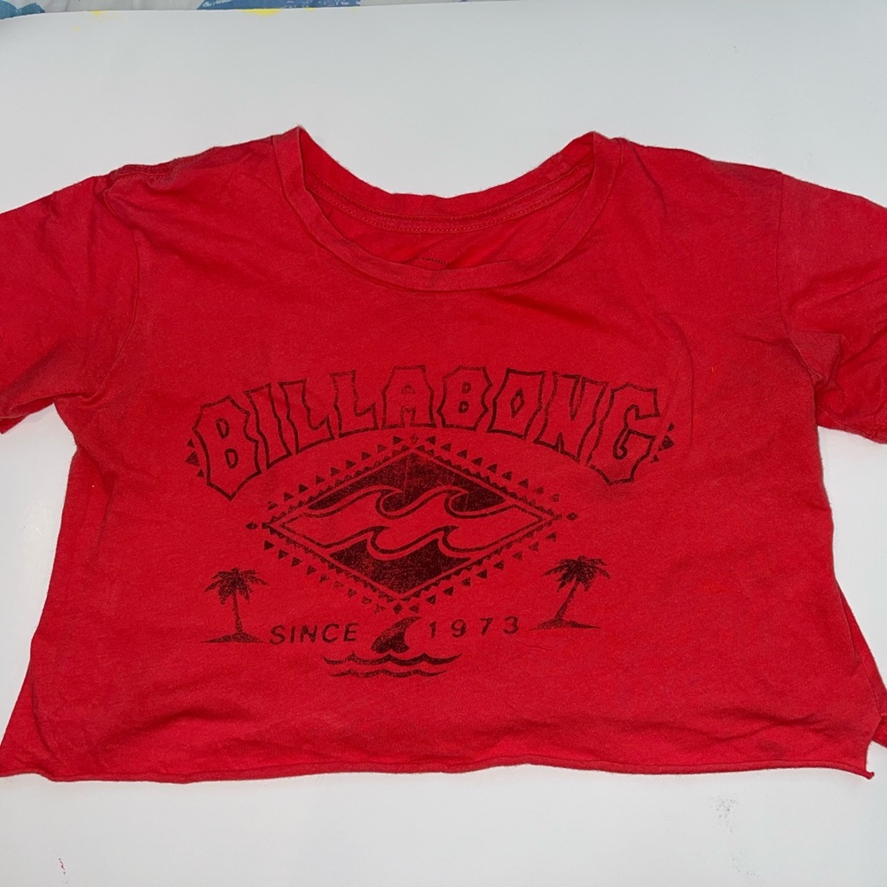 Billabong Red and Black Surf Crop Top